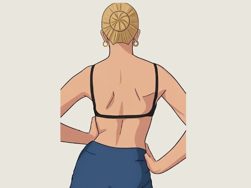 ilustração de uma jovem mobilizando a curva da coluna com escoliose com o Schroth Method