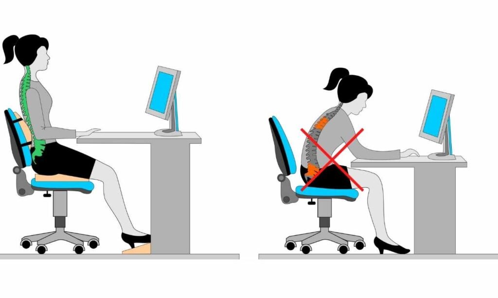 nervo ciático e a ergonomia. Postura adequada ao sentar-se para trabalhar