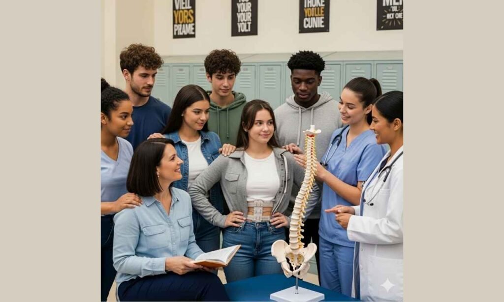 suporte psicológico de amigos e professores para tratar a escoliose